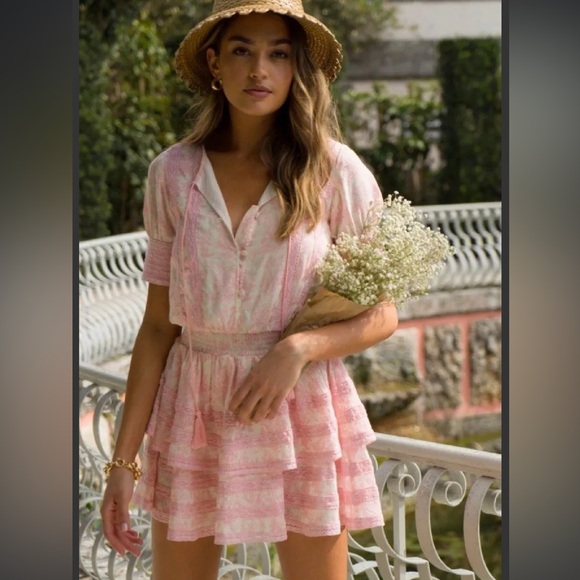 KREWE DU Q Pink & White Layered Ruffle Dress Size XS - Picture 1 of 8
